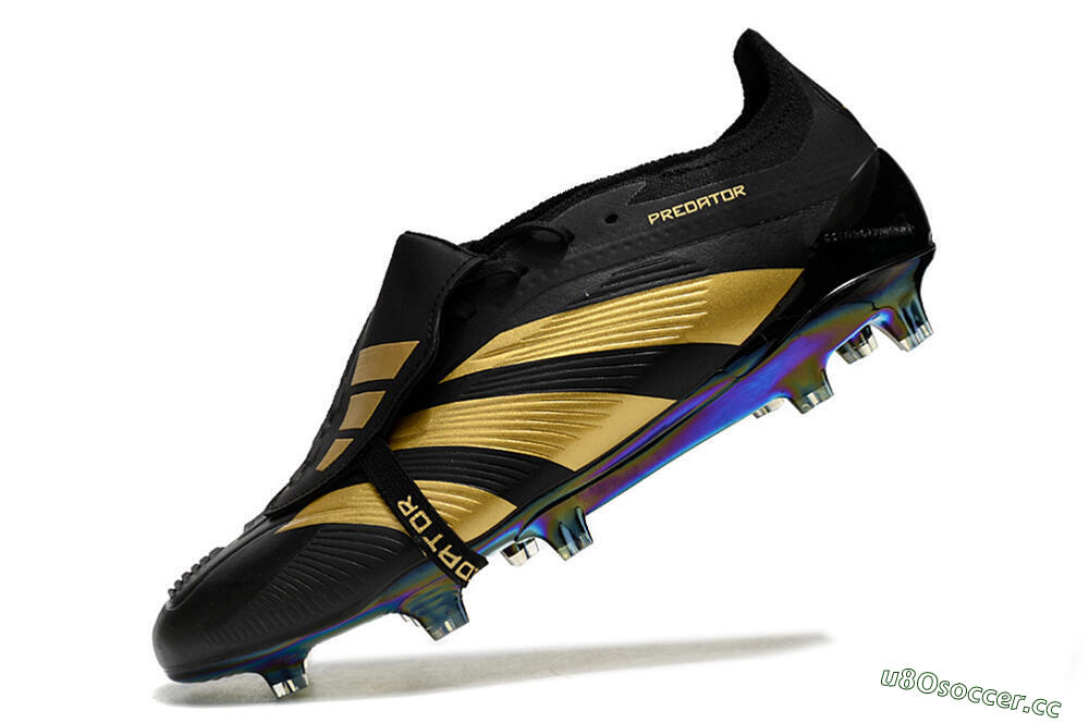 Men's Adidas Predator Elite Foldover Tongue FG Firm Ground Low-Tops Football Boots - Black/Gold 5