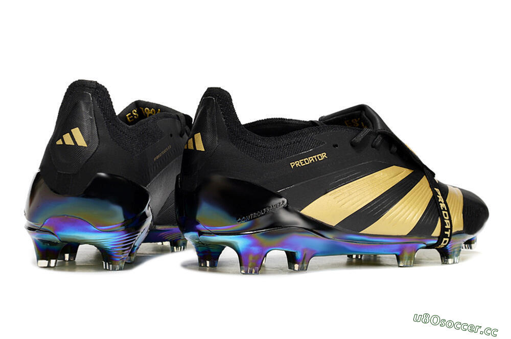 Men's Adidas Predator Elite Foldover Tongue FG Firm Ground Low-Tops Football Boots - Black/Gold 6