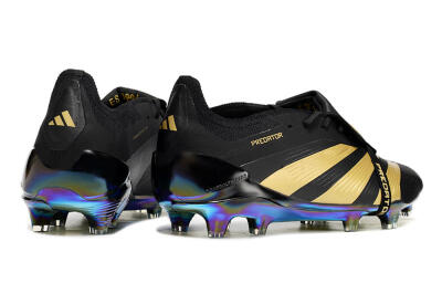Men's Adidas Predator Elite Foldover Tongue FG Firm Ground Low-Tops Football Boots - Black/Gold