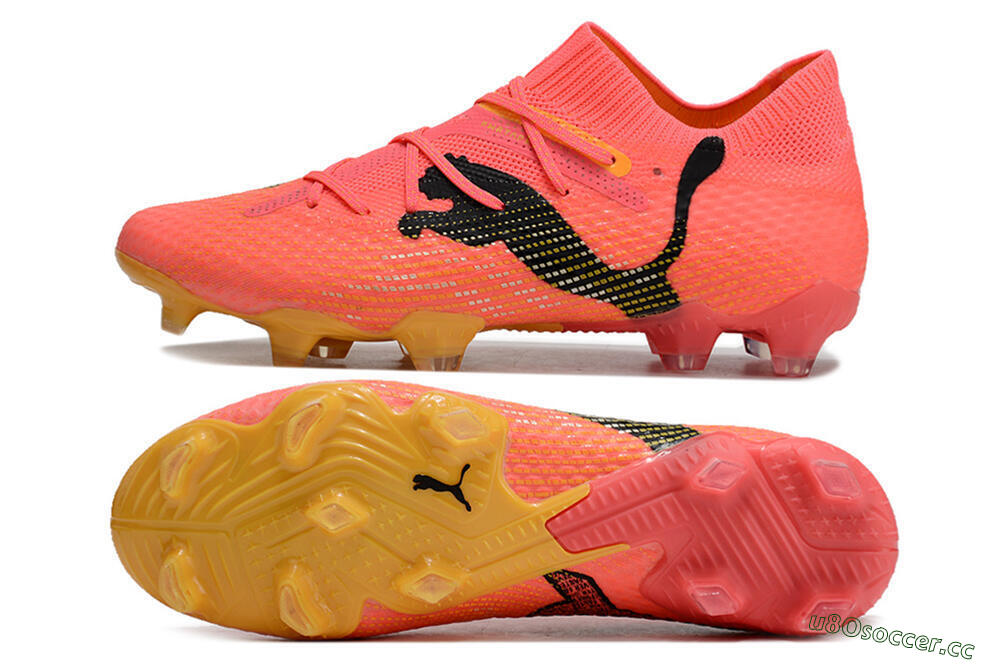 Men's Puma Future 7 Ultimate FG Firm Ground Low-Tops Football Boots - Pink/Black/Yellow 1
