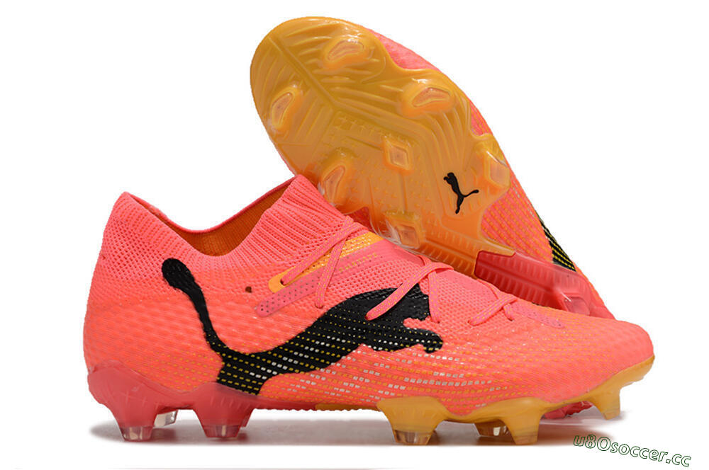 Men's Puma Future 7 Ultimate FG Firm Ground Low-Tops Football Boots - Pink/Black/Yellow 2