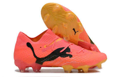 Men's Puma Future 7 Ultimate FG Firm Ground Low-Tops Football Boots - Pink/Black/Yellow