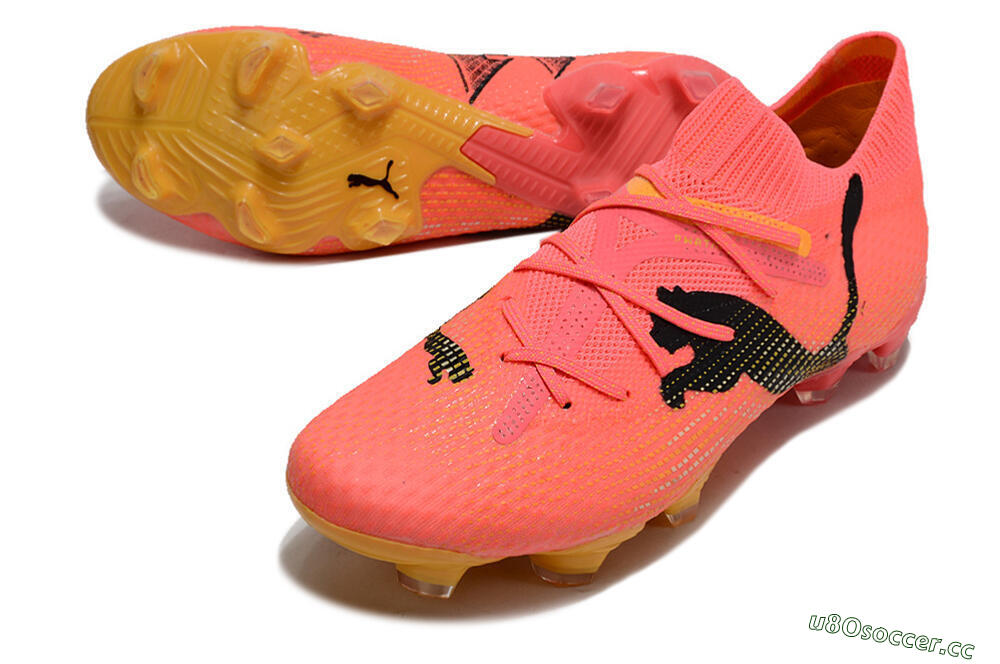 Men's Puma Future 7 Ultimate FG Firm Ground Low-Tops Football Boots - Pink/Black/Yellow 3