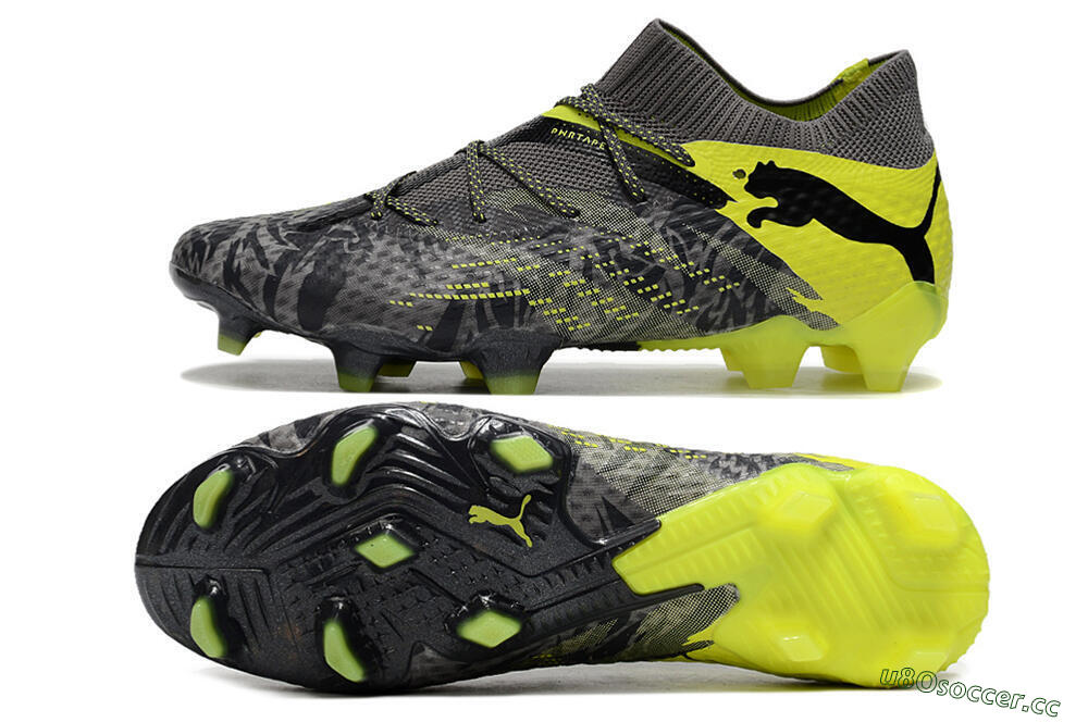 Men's Puma Future 7 Ultimate FG Firm Ground Low-Tops Football Boots - Grey/Yellow/Black 1