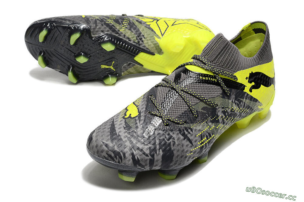 Men's Puma Future 7 Ultimate FG Firm Ground Low-Tops Football Boots - Grey/Yellow/Black 3