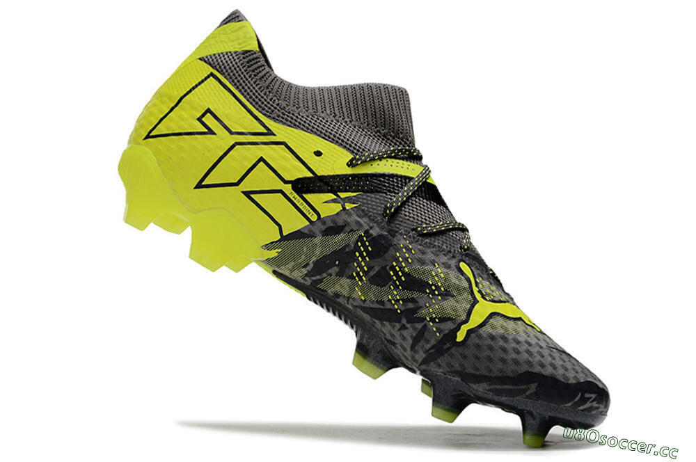 Men's Puma Future 7 Ultimate FG Firm Ground Low-Tops Football Boots - Grey/Yellow/Black 4