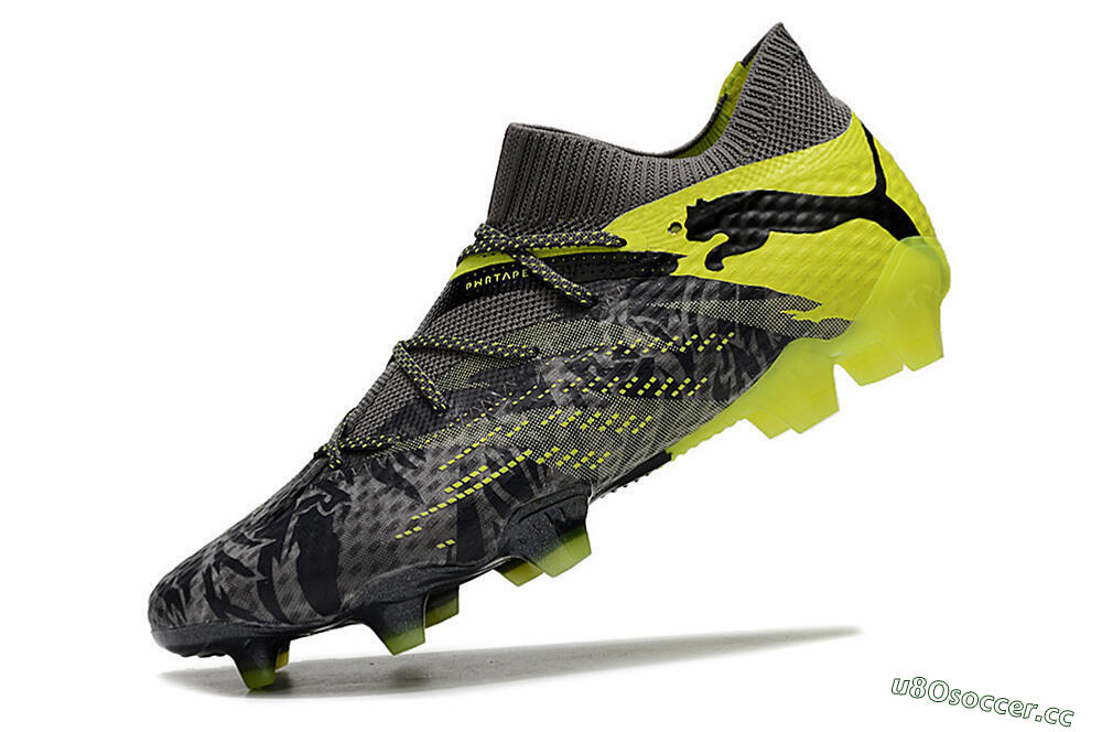 Men's Puma Future 7 Ultimate FG Firm Ground Low-Tops Football Boots - Grey/Yellow/Black 5