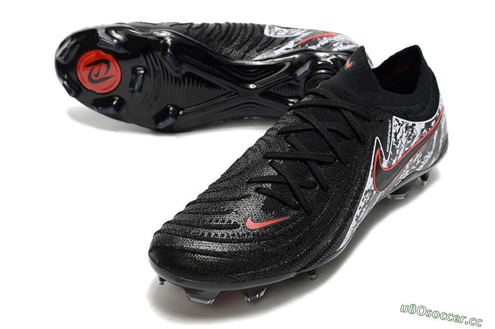 Men's Nike Phantom Luna Elite NU FG Firm Ground Low-Tops Football Boots - Black/Red/White 3