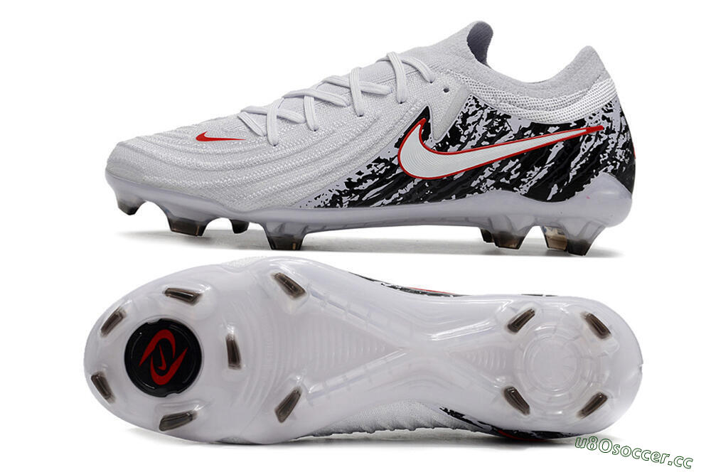 Men's Nike Phantom Luna Elite NU FG Firm Ground Low-Tops Football Boots - White/Red/Black 1