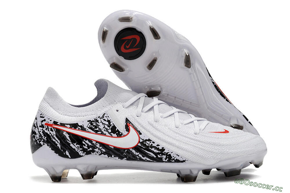 Men's Nike Phantom Luna Elite NU FG Firm Ground Low-Tops Football Boots - White/Red/Black 2