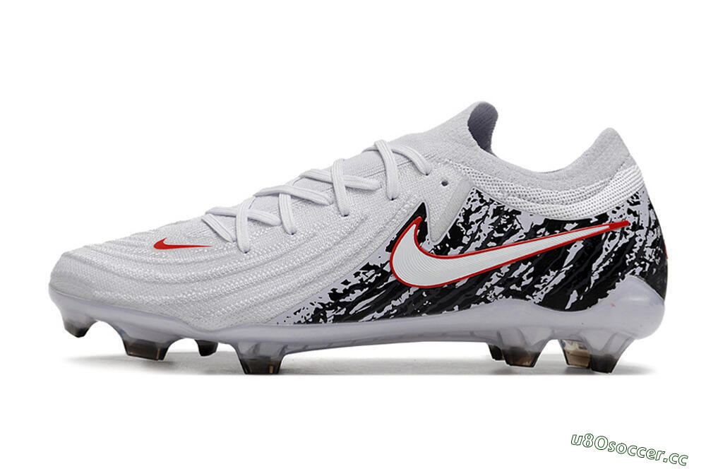 Men's Nike Phantom Luna Elite NU FG Firm Ground Low-Tops Football Boots - White/Red/Black 0