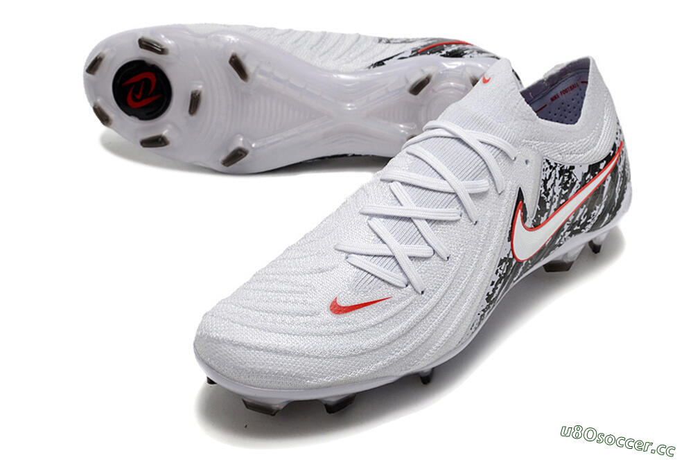 Men's Nike Phantom Luna Elite NU FG Firm Ground Low-Tops Football Boots - White/Red/Black 3