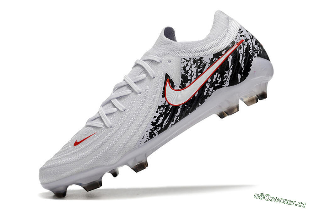 Men's Nike Phantom Luna Elite NU FG Firm Ground Low-Tops Football Boots - White/Red/Black 5