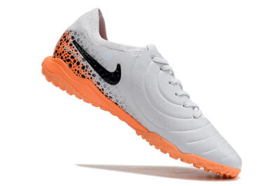 Men's Nike Tiempo Legend 10 Pro TF Artificial Turf Low-Tops Football Shoes - White/Black/Orange