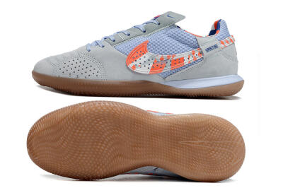 Men's Nike Street Gato IC Indoor & Futsal Low-Tops Football Shoes - Grey/Blue/Red/White