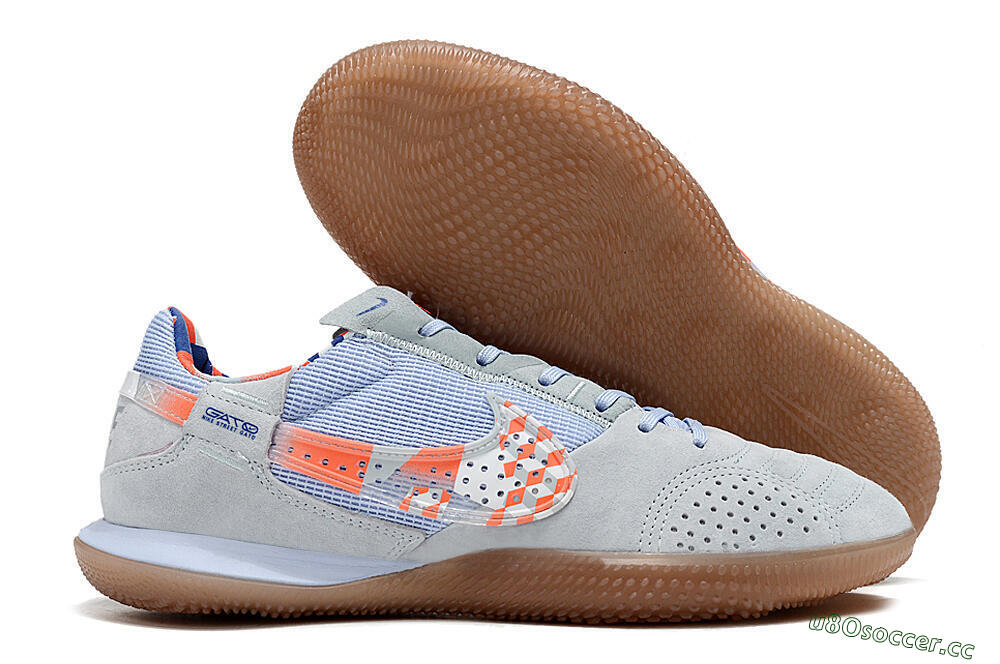 Men's Nike Street Gato IC Indoor & Futsal Low-Tops Football Shoes - Grey/Blue/Red/White 2