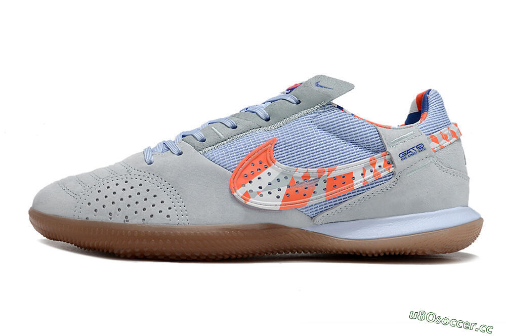 Men's Nike Street Gato IC Indoor & Futsal Low-Tops Football Shoes - Grey/Blue/Red/White 0
