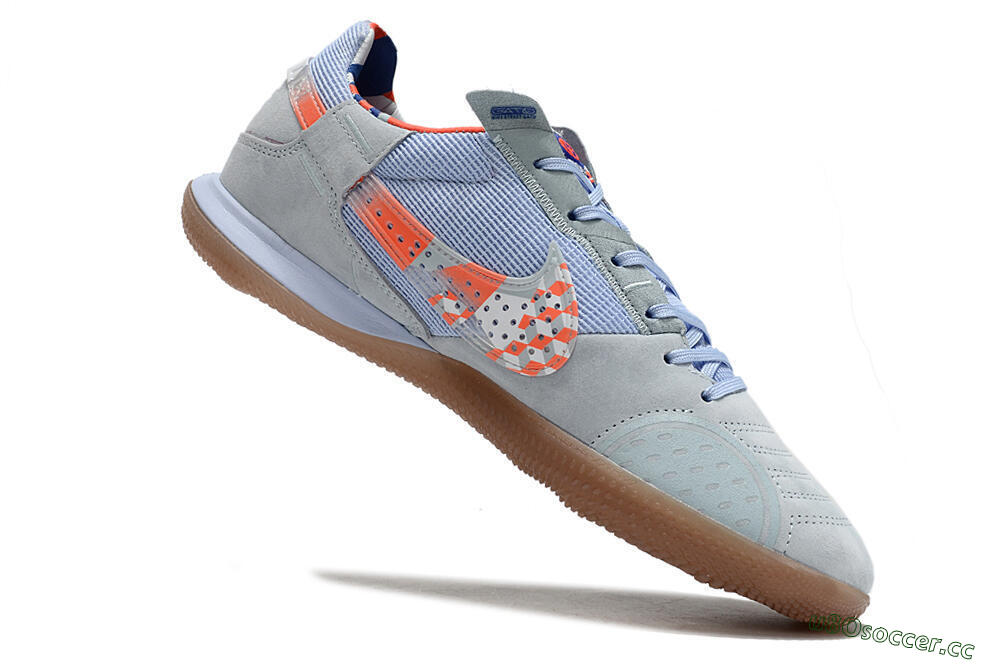 Men's Nike Street Gato IC Indoor & Futsal Low-Tops Football Shoes - Grey/Blue/Red/White 4