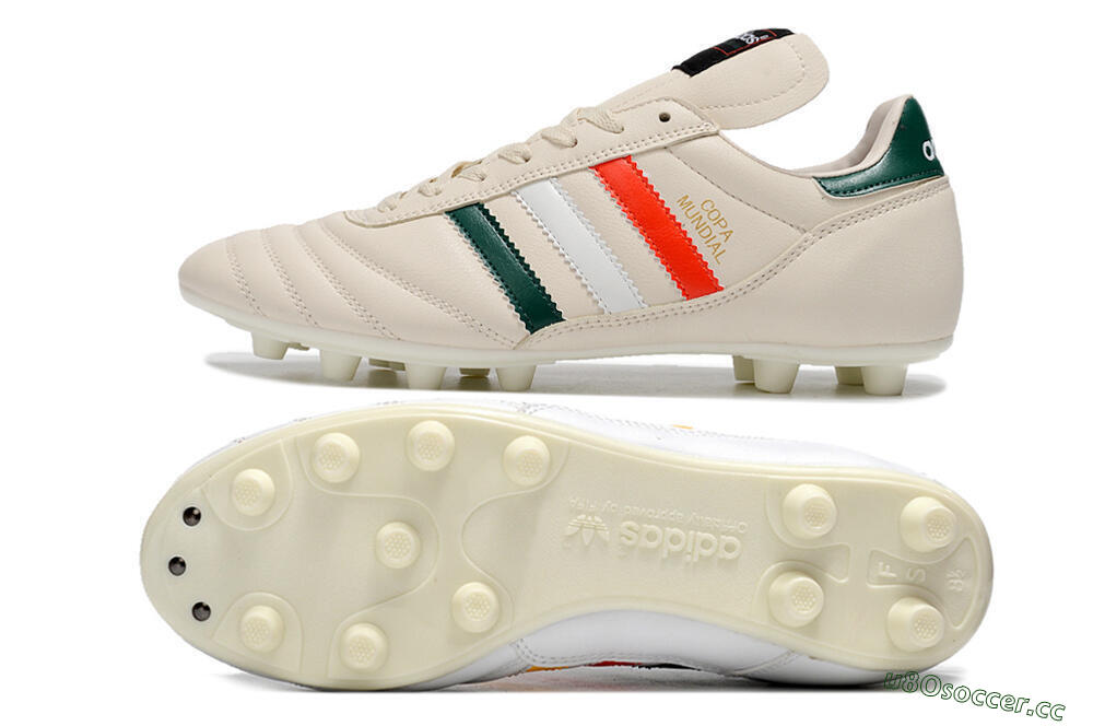 Men's Adidas Copa Mundial FG Firm Ground Low-Tops Football Boots - Beige/Green/White/Red 1