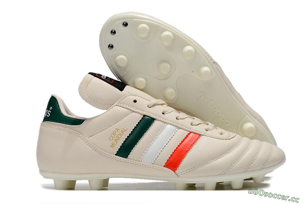 Men's Adidas Copa Mundial FG Firm Ground Low-Tops Football Boots - Beige/Green/White/Red 2
