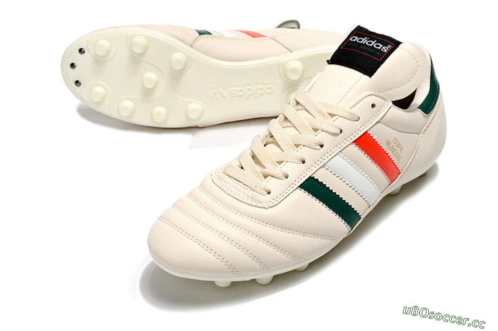 Men's Adidas Copa Mundial FG Firm Ground Low-Tops Football Boots - Beige/Green/White/Red 3