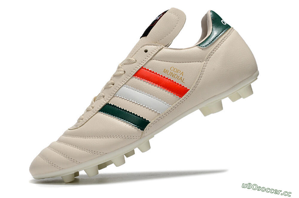 Men's Adidas Copa Mundial FG Firm Ground Low-Tops Football Boots - Beige/Green/White/Red 5