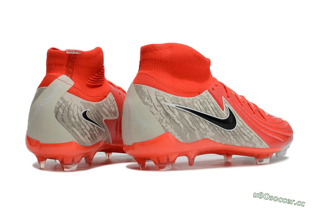 Men's Nike Phantom Luna Elite FG Firm Ground High-Tops Football Boots - Red/Brown/Black 6