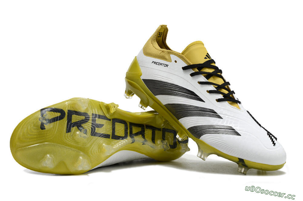 Men's Adidas Predator Accuracy FG Firm Ground Low-Tops Football Boots - White/Black/Yellow 1
