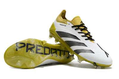 Men's Adidas Predator Accuracy FG Firm Ground Low-Tops Football Boots - White/Black/Yellow
