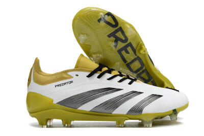 Men's Adidas Predator Accuracy FG Firm Ground Low-Tops Football Boots - White/Black/Yellow