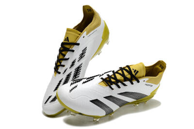 Men's Adidas Predator Accuracy FG Firm Ground Low-Tops Football Boots - White/Black/Yellow