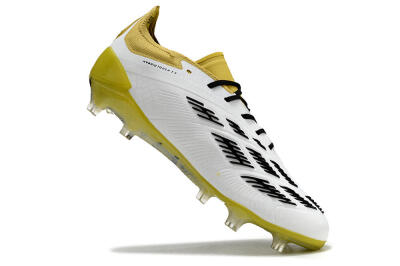 Men's Adidas Predator Accuracy FG Firm Ground Low-Tops Football Boots - White/Black/Yellow