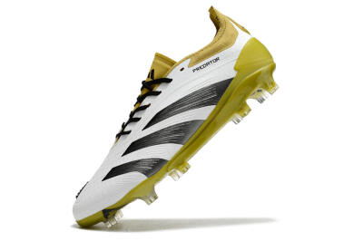 Men's Adidas Predator Accuracy FG Firm Ground Low-Tops Football Boots - White/Black/Yellow