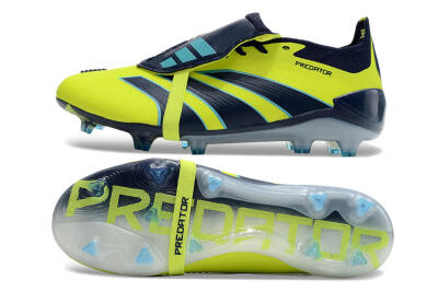 Unisex Adidas Predator Elite Foldover Tongue FG Firm Ground Low-Tops Football Boots - Yellow/Blue/Jade