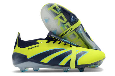 Unisex Adidas Predator Elite Foldover Tongue FG Firm Ground Low-Tops Football Boots - Yellow/Blue/Jade