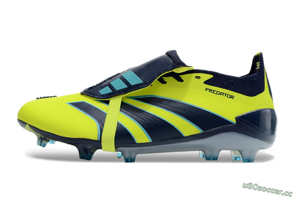 Unisex Adidas Predator Elite Foldover Tongue FG Firm Ground Low-Tops Football Boots - Yellow/Blue/Jade 0
