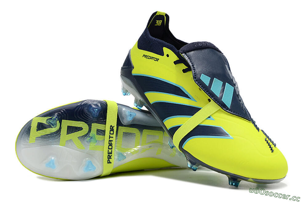 Unisex Adidas Predator Elite Foldover Tongue FG Firm Ground Low-Tops Football Boots - Yellow/Blue/Jade 3