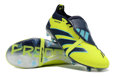Unisex Adidas Predator Elite Foldover Tongue FG Firm Ground Low-Tops Football Boots - Yellow/Blue/Jade