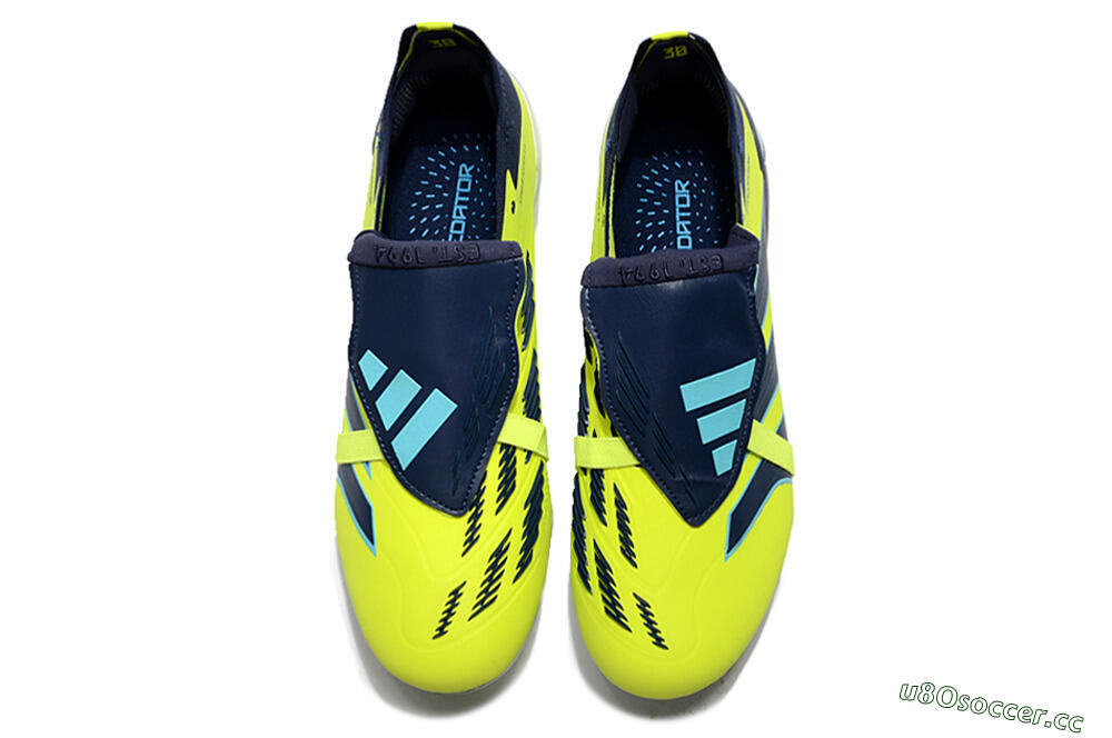Unisex Adidas Predator Elite Foldover Tongue FG Firm Ground Low-Tops Football Boots - Yellow/Blue/Jade 4