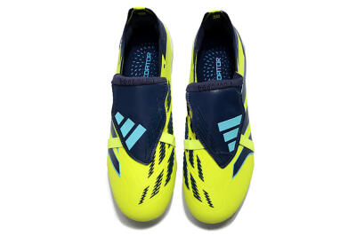 Unisex Adidas Predator Elite Foldover Tongue FG Firm Ground Low-Tops Football Boots - Yellow/Blue/Jade
