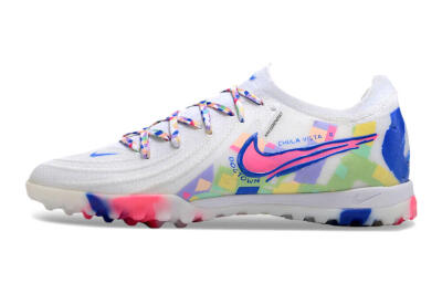 Men's Nike Phantom GX 2 Elite TF Artificial Turf Low-Tops Football Shoes - White/Blue/Pink/Yellow