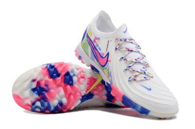 Men's Nike Phantom GX 2 Elite TF Artificial Turf Low-Tops Football Shoes - White/Blue/Pink/Yellow