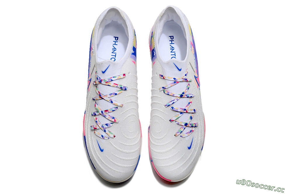 Men's Nike Phantom GX 2 Elite TF Artificial Turf Low-Tops Football Shoes - White/Blue/Pink/Yellow 4