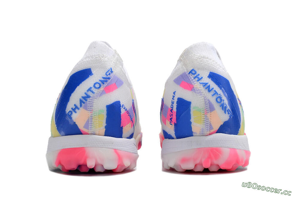 Men's Nike Phantom GX 2 Elite TF Artificial Turf Low-Tops Football Shoes - White/Blue/Pink/Yellow 5