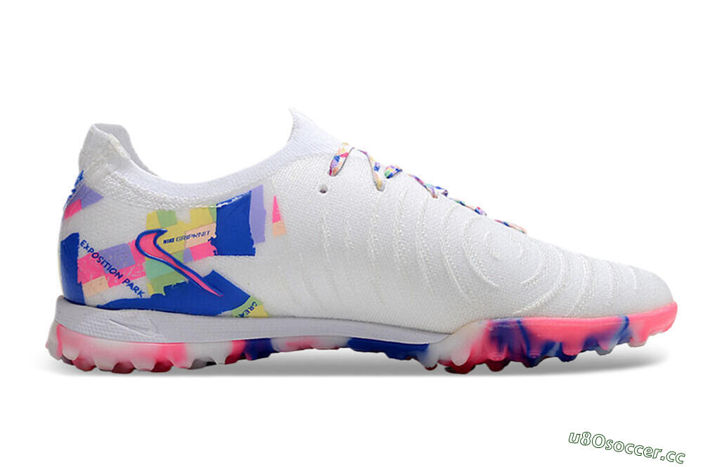 Men's Nike Phantom GX 2 Elite TF Artificial Turf Low-Tops Football Shoes - White/Blue/Pink/Yellow 7