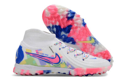 Men's Nike Phantom Luna 2 Elite TF Artificial Turf High-Tops Football Shoes - White/Pink/Blue