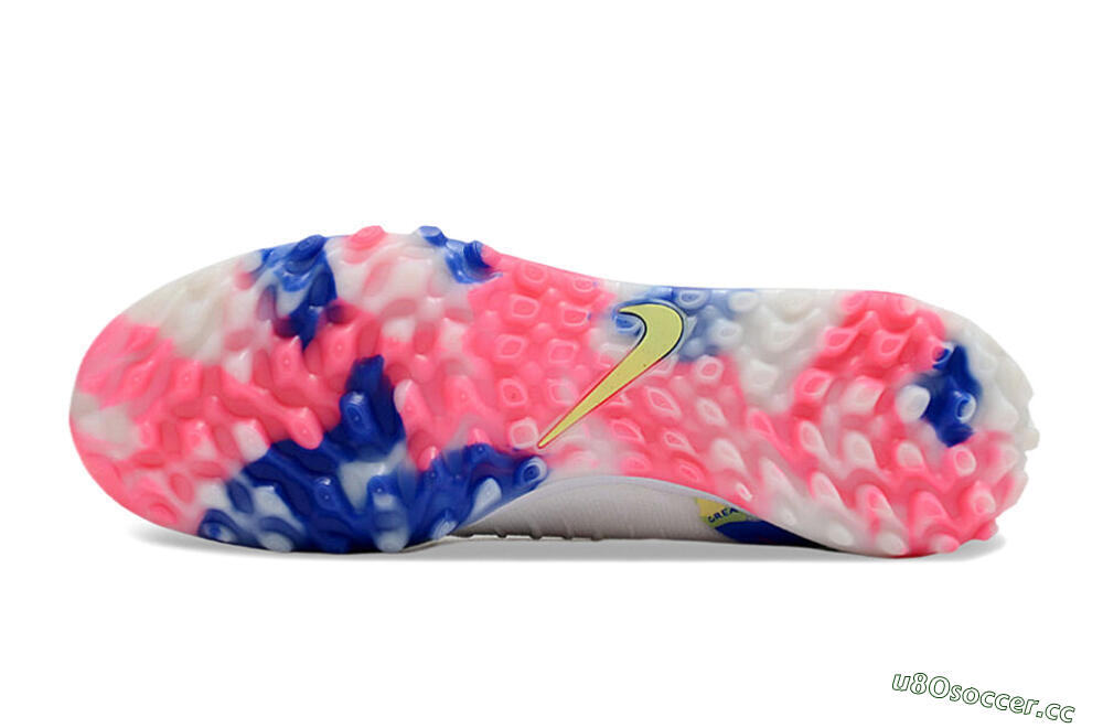 Men's Nike Phantom Luna 2 Elite TF Artificial Turf High-Tops Football Shoes - White/Pink/Blue 6
