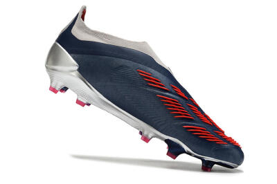 Unisex Adidas Predator Accuracy+ Laceless FG Firm Ground Low-Tops Football Boots - Silver/Blue/Red