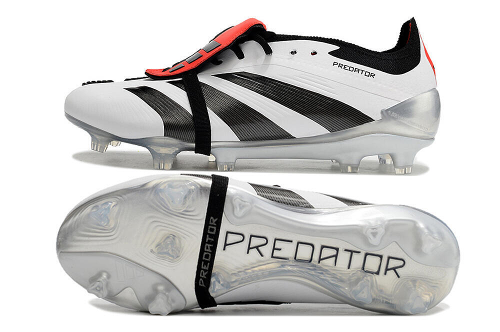 Men's Adidas Predator Elite Foldover Tongue FG Firm Ground Low-Tops Football Boots - White/Black/Red 1