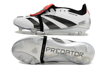 Men's Adidas Predator Elite Foldover Tongue FG Firm Ground Low-Tops Football Boots - White/Black/Red
